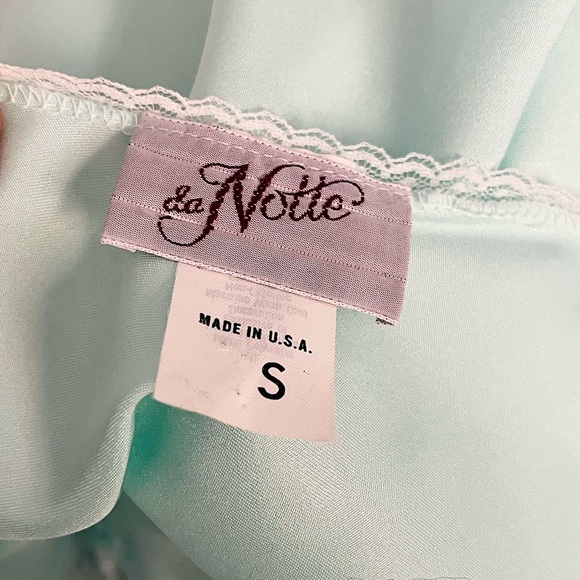 Vintage La Notte Green Chiffon Peignoir Lingerie Slip Dress Robe Set Lace Small - Picture 13 of 15